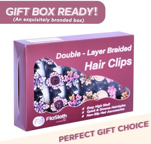 Hair Clips for Styling - 7PCS Crystal Stone Braided Hair Clips, Double-Layer Star and Flower Clips for Women and Girls, Sparkling Rhinestone Duckbill Clips, Non-Slip Hair Accessories (FlaSloth) - Image 4