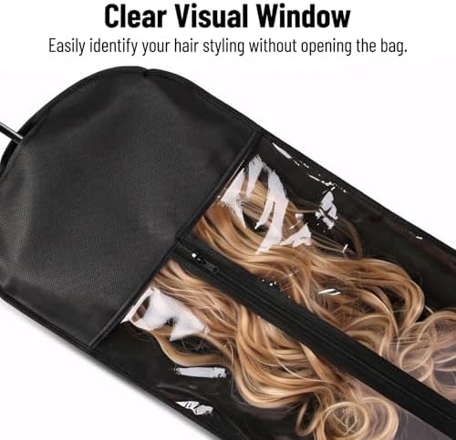 ENLUNTRA 2PCS Hair Extension Holder - Wig Storage Bags with Hanger for Multiple Wigs, Dust-proof, Ideal for Hair Extensions & Accessories Home Travel Closet (Black) - Image 4