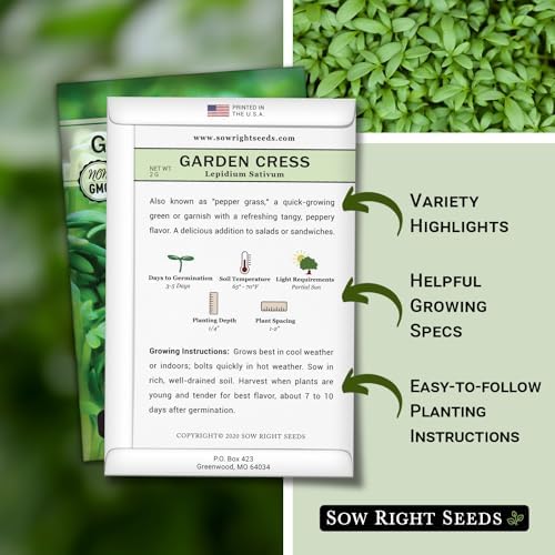 Sow Right Seeds - Garden Cress Seed for Planting Kitchen Herb Garden - Image 2