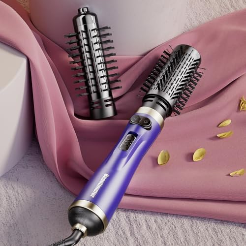 Beautimeter Hair Dryer Brush, Rotating Blow Dryer Brush with 2-Inch and 1.5-Inch Brushes, 3 in 1 Hot Air Styler and Rotating Brush, Hair Dryer Brush Blow Dryer Brush in One (Purple) - Image 2
