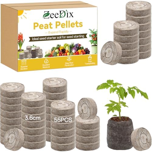 ZeeDix 55Pcs 36mm Organic Seed Starter Peat Pellets by ZeeDix