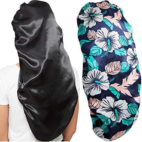 Wbfwbb 2 Pcs Silk Bonnet for Women Satin, Soft Elastic Band Silky Sleeping Cap Big Bonnets for Braids by Wbfwbb