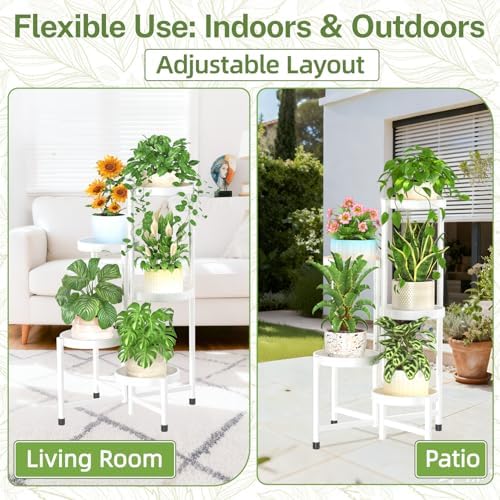 iDavosic.ly Plant Stand Indoor Outdoor, 5 Tier Metal Corner Shelf, White - Image 6
