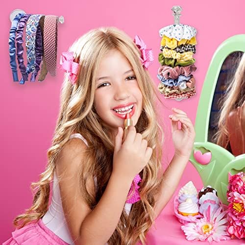 4pcs Headband Holder Stand Scrunchie Organizer, Girls Hair Accessories Organizer Storage for Headband Hairband Hair Ties, Clear Glitter Adhesive Scrunchy Holder - Image 2