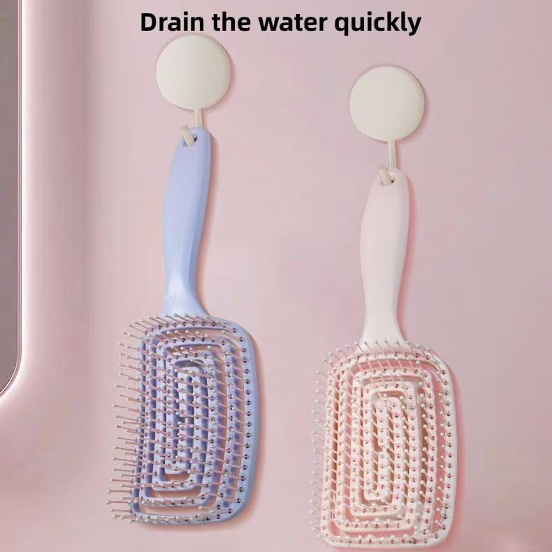 2 Pieces Curved Vent Brush and Detangle Hair Brush, Easy Detangling Vented Hair Styling Comb Salon for Long Thick Curly Straight Dry Wet Hair,Styling Hair Brush for Women&Men - Image 2