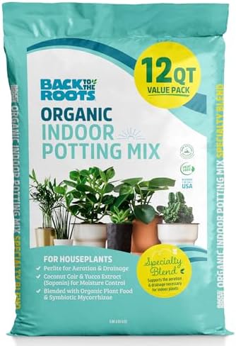 Back to the Roots 100% Organic Indoor Potting Mix (Value 12 Quart) | Promotes Healthy Houseplant Growth| Made in The USA by BacktotheRoots