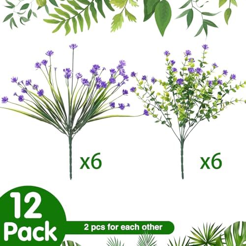 WILLBOND 12 Bundles UV Resistant Faux Flowers, Purple - Image 2