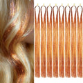 Hair Tinsel 8 Packs 1600 Strands 50 Inch Tinsel Hair Extensions Heat Resistant Glitter Sparkling Shinny Fairy Hair Accessories for Women(Copper, 50Inch) by Sala