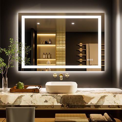 LOAAO 50"X36" LED Bathroom Mirror with Lights, UL Listed by LOAAO
