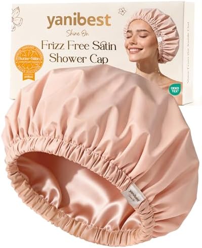 Yanibest Satin Lined Shower Cap, Reusable Waterproof Shower Caps for Women by yanibest