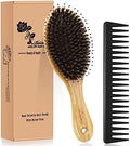 Hair Brush Comb Set Boar Bristle Hairbrush for Curly Thick Long Fine Dry Wet Hair,Best Travel Bamboo Paddle Detangler Detangling Hair Brushes for Women Men Kids Adding Shine Smoothing Hair by Bsisme