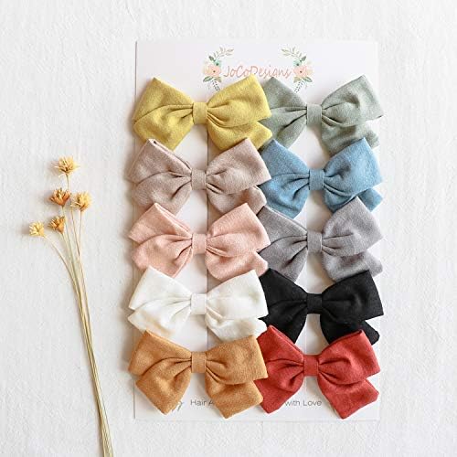 Baby Girl Hair Clips Bows Barrettes 10 Pack Fully Lined Alligator Clip 3.4 Inch Hair Accessories for Little Girls Toddler Kids Children - Image 2