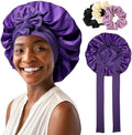 AWAYTR 2-Layer Satin Hair Bonnet, Tie Band Sleep Cap for Women by AWAYTR