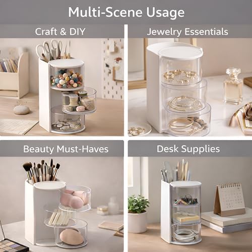 Hair Accessories Organizer, 3-Tier Vanity Caddy, White - Image 7