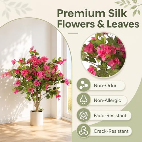 3FT Artificial Bougainvillea Tree, Faux Bougainvillea for Indoor Outdoor Decor, Lifelike Bougainvillea Artificial Flowers Plant for Outdoors, Front Porch, Entryway, Office & Living Room - Image 4