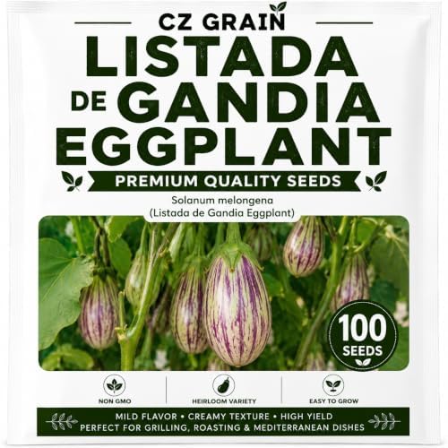 Listada de Gandia Eggplant Seeds for Planting | 100 Seeds | Striped Fruit by CZGrain