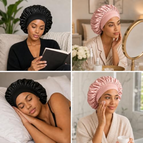 Yanideer 2 Pack Satin Bonnet for Sleeping Double Layer - Image 6