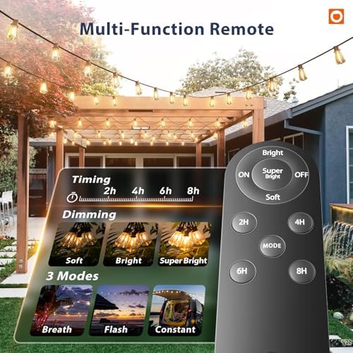addlon 78(72+6) FT Solar String Lights Waterproof with Remote USB, 24+2 LED - Image 3