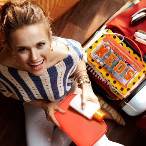 Geetery Meds Travel Bag Orange, Meds Chenille Letter Clear - Image 6