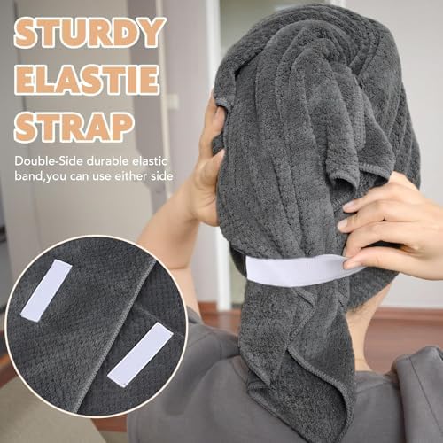 SUNLAND Microfiber Hair Towel 40 X 28 inch 2 Pack Grey - Image 4
