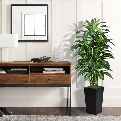 ASTIDY Artificial Plant 5FT Dracaena Fake Tree with Black Tall Planter - Image 3