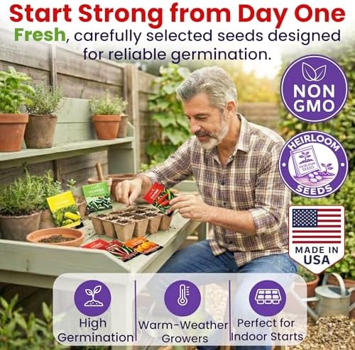 Hot Pepper Seeds for Planting, Cayenne, Hungarian Yellow, Jalapeno, Serrano, Habanero Orange, Heirloom Pepper Seeds Variety Pack, NonGMO, Made in USA - Image 3