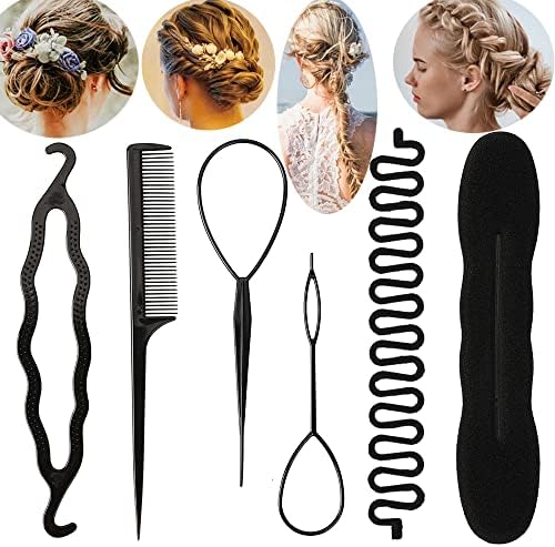 UTTH-DTTK Hair French Braid Tool, 6 pieces Resin Centipede Braid Maker Hair Styling Accessories for Women, Girls, 1 Count (Black 6-piece set) by Unknown