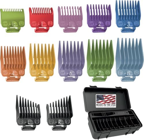 Wahl Clipper Genuine Secure-Fit™ Attachment Guard Organization Kit with Color Pro Colored Hair Clipper Guide Combs,14 Piece Premium Storage Kit Hair Clippers,Multicolor - 3291-100,(Pack of 6) by Wahl