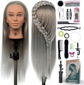 Mannequin Head 24-25inch, Synthetic Fiber Hair Mannequin Head, Beauty And Hairdressing Model Practice Head, with Clip-on Stand Set (Silver) by Unknown