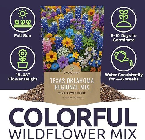 Texas Oklahoma Wildflower Seeds Mixture - Bulk 1/4 Pound Bag - Over 60,000 Native Seeds - Open Pollinated and Non GMO - Image 6