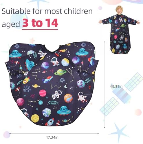 3 Pack Kids Hair Cutting Cape with Sleeves, Kids Barber Cape Haircut Cape for Boy Girls - Image 3