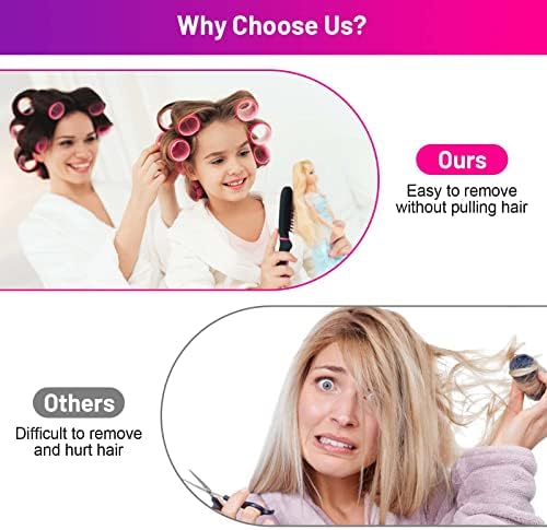 Self Grip Hair Rollers Curlers 16 Pcs Set with 8Pcs Hair Rollers 2 Sizes (4 Jumbo & 4 Large) and 8 Pcs Hair Clips for Long Medium Short Thick Fine Thin Hair Volume - Image 7