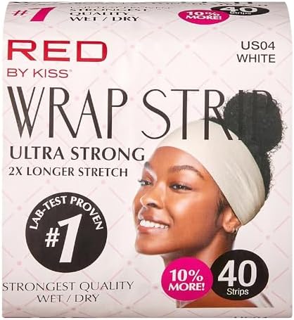 Red by Kiss Wrap Strip, Ultra Strong 2X Longer Stretch Wide Styling Wrap, 40 Strips, Wrap Strip for Natural Hair and Molded Styles, Suitable for Wet/Dry Hair, White-3.5" - Image 3