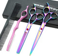7.0 Inches Professional hair cutting thinning scissors set with razor (Rainbow) by Smithking