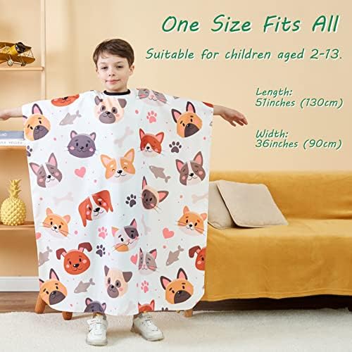 Kids Hair Cutting Cape with Adjustable Neckline 51"x 36" Cartoon - Image 4