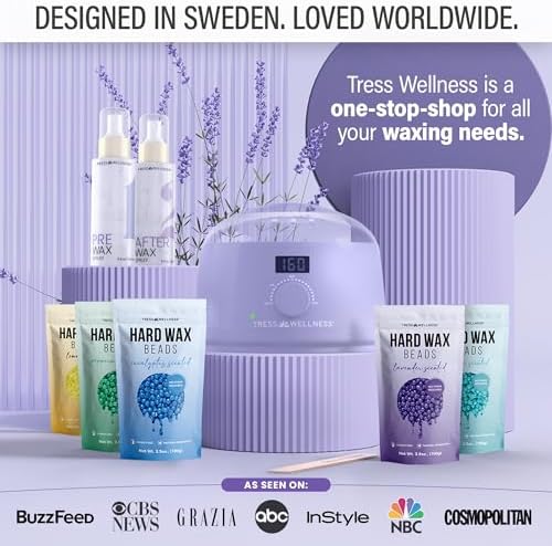 Tress Wellness Award Winning Waxing Kit for Sensitive Skin – Safe for Face & Skin, Easy to Use – At-Home Kit for Face, Bikini, Brazilian & Full Body - Digital Display, Pink - Image 7