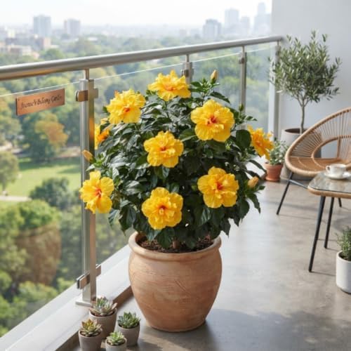 4 Golden Orange Hibiscus Plants Live, Cold Hardy Flower Bush, 4-8" Tall - Image 6