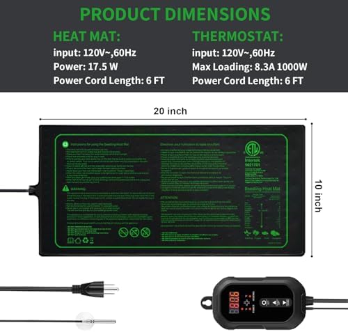 10"x20" Durable Seedling Heat Mat with Thermostat Controller - Image 2