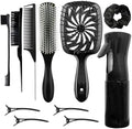 11-Piece Hair Brush Set with Detangling Brush and Hair Spray Bottle, Black by Unknown