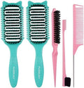 2 Pack Curl Defining Brush – With 3 Styling Tools for Effortlessly Detangles Shaping & Define Natural Curly Waves & Coils – For Women & Men Wet or Dry Hair - Reduces Frizz & Adds Shine by Aussumy
