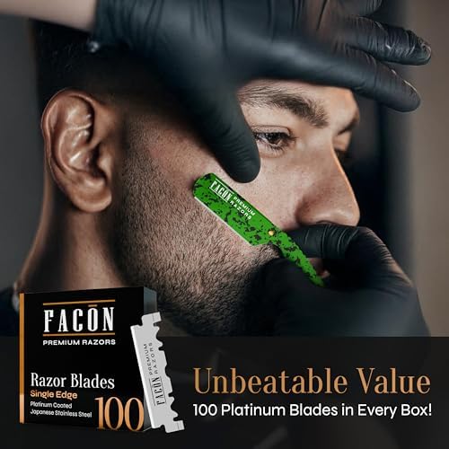 Facón Straight Razors for Men - Professional Barber Straight Edge Razor Kit with 100 Blades, Classic Stainless Steel Barbero Shaver for a Smooth & Precise Shave, Premium Barber Razor for Men's Shaving - Image 5