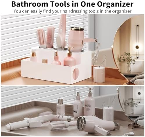 NIUBEE Acrylic Hair Tool Organizer,Hair Dryer Holder Countertop with 3 Cups - Image 6