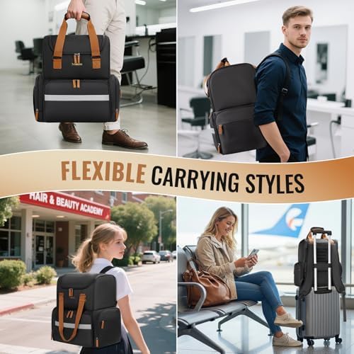 Mancro 2-Layer Hairstylist Travel Bag with 3 Separate Pouches, Black - Image 7