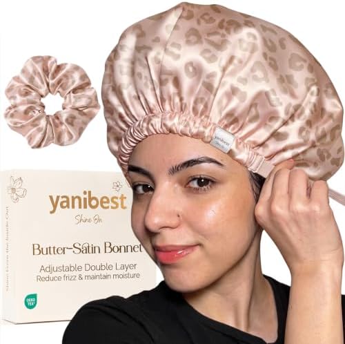 YANIBEST Adjustable Satin Bonnet with No Damage Hair Scrunchie by yanibest