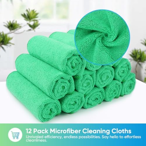 HOMEXCEL Green Microfiber Cleaning Cloth, Microfiber Towels for Car, 12 PK - Image 4