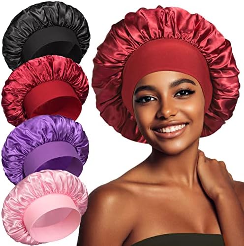 vidsel 4PCS Satin Bonnet, Bonnets for Women, Silk Hair Bonnet for Sleeping by vidsel