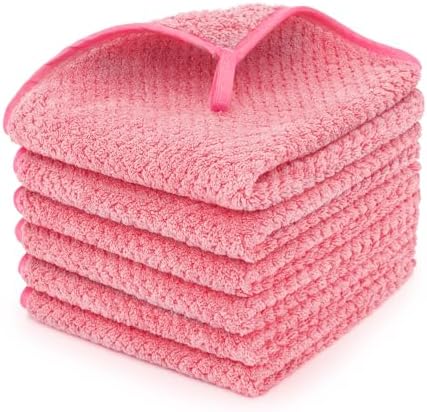 MaopaoBeauty 6 Pack Washcloth Towels Set, Waffle Hand Towels Set, Microfiber Super Soft Highly Absorbent, Sturdy Quick Drying Towels for Bathroom, Gym, Sports, Yoga, Hot Pink by BESTCHOICEFORYOU%EF%BC%81