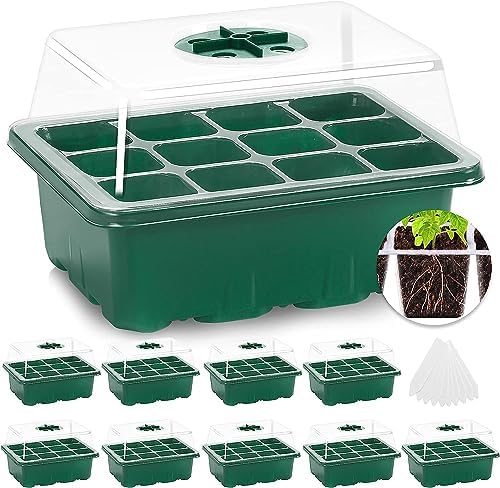 MIXC 10 Pack Seed Starter Tray, 120Cell Stater Kit with Humidity Dome Green by MIXC