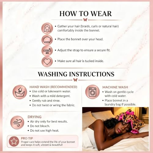 Satin Lined Sleep Bonnet for Women, Teddy Plush Hair Bonnet, Silk Wrap for Curly & Braided Hair, Anti-Frizz Night Cap - Image 4