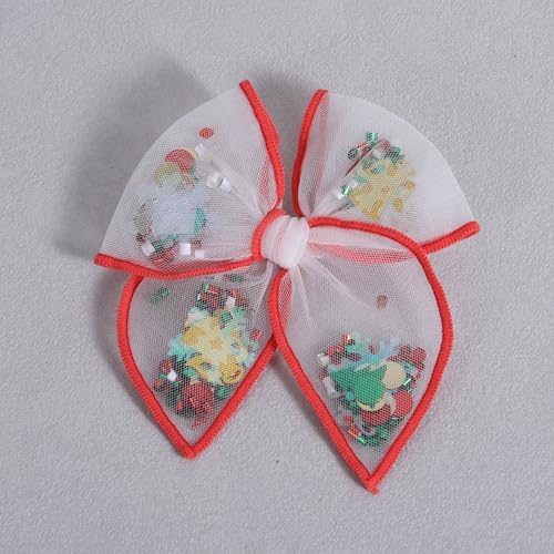 Christmas Bow for Girls Women 4in Red Elk Mesh Tulle Fable Hair Bow Alligator Clips for Teen Toddler Kids Xmas Holiday Party Dress Decor Accessory Gift Set of 2 - Image 6